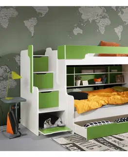 Postele ArtBed Dětská patrová postel HARRY | bílá/zelená