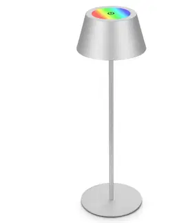 LED stolní lampy BRILONER LED RGB nabíjecí stolní lampa 38 cm 2W 200lm chrom IP44 BRILO 7466018