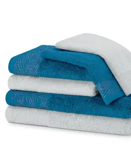 Ručníky AmeliaHome Sada 6 ks ručníků ALLIUM klasický styl modrá