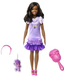 Hračky panenky MATTEL - Barbie HLL18 Moje První Barbie Panenka – Černovláska s pudlíkem