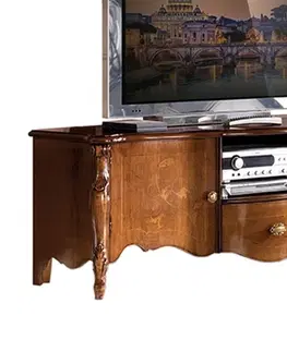 Luxusní a designové televizní stolky Estila Masivní klasický TV stolek Pasiones s dvířky, šuplíkem a poličkou 153cm