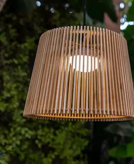 Závěsná venkovní svítidla Newgarden Newgarden Okinawa LED venkovní závěsné aku bambus