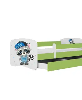 Dětské postýlky Kocot kids Dětská postel Babydreams mýval zelená, varianta 70x140, bez šuplíků, bez matrace