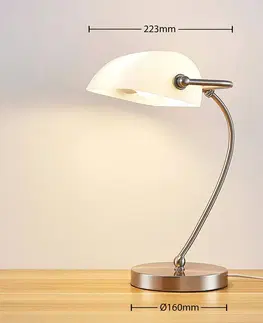 Stolní lampy kancelářské Lindby Bankéřská lampička Selea s bílým stínidlem
