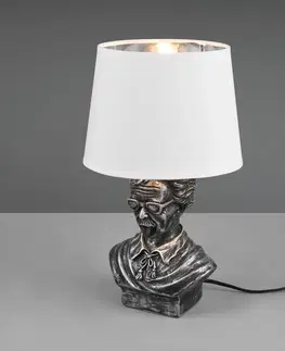 Stolní lampy Reality Leuchten Stolní lampa Albert ve tvaru bysty, stříbrná/bílá