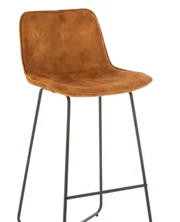 Barové židle Okrová sametová barová stolička Barchair Isabel Ochre - 57*48*103cm J-Line by Jolipa 19521