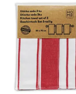 Utěrky Trade Concept Kuchyňská utěrka z egyptské bavlny Červené pruhy, 50 x 70 cm, sada 3 ks