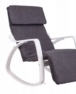 Židle Tmavě šedé houpací křeslo s bílým rámem