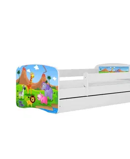 Dětské postýlky Kocot kids Dětská postel Babydreams safari bílá, varianta 80x180, bez šuplíků, s matrací