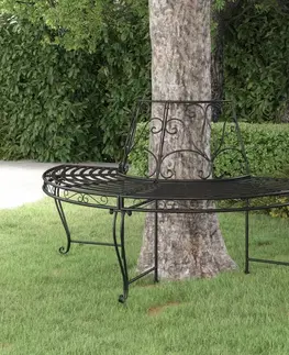 Zahradní lavice Půlkruhová lavice kolem stromu Ø 160 cm černá ocel