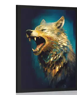 Vládci živočišné říše Plakát modro-zlatý vlk