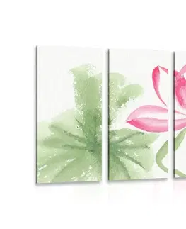 Obrazy květů 5-dílný obraz akvarelový lotosový květ