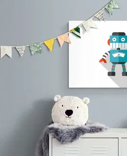 Dětské obrazy Obraz modrý robot na bílém pozadí