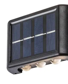 LED venkovní nástěnná svítidla Rabalux venkovní solární svítidlo Kangton LED 1,2W černá IP44 77024