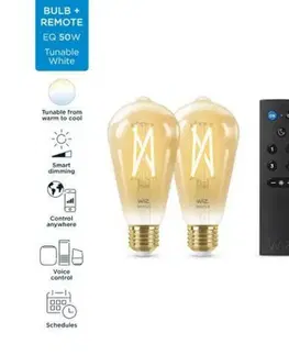 LED žárovky WiZ SET 2x LED žárovka E27 ST64 Filmant amber 6,7W (50W) 640lm 2000-5000K IP20, stmívatelné +ovladač