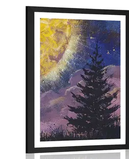 Vesmír a hvězdy Plakát s paspartou síla měsíce na noční obloze