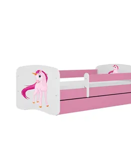Dětské postýlky Kocot kids Dětská postel Babydreams jednorožec růžová, varianta 80x160, se šuplíky, s matrací