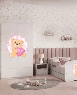 Dětské postýlky Kocot kids Dětská postel Babydreams medvídek s motýlky bílá, varianta 80x160, se šuplíky, s matrací