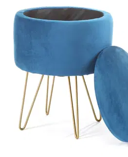 Taburety Ak furniture Taburet Lili s úložným prostorem modrý