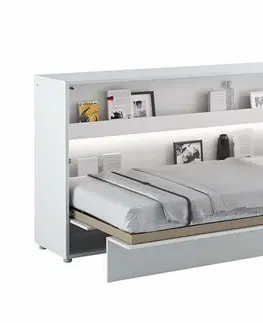 bez úložného prostoru Široká sklápěcí postel ve skříni MONTERASSO, 90x200, bílá lesk