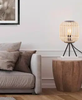 Stolní lampy EGLO Bordesley stolní lampa s dřevěným stínidlem