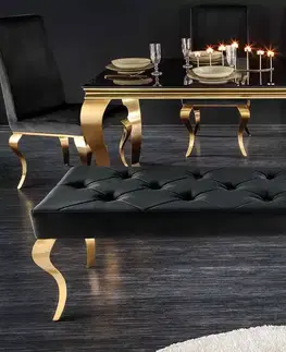 Lavice do jídelny LuxD Designová lavice Rococo 172 cm černá / zlatá