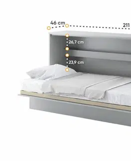 bez úložného prostoru Široká sklápěcí postel ve skříni MONTERASSO, 90x200, šedá