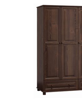 Šatní skříně Skříň 3D BHAGIRA 1, šíře 120 cm, masiv borovice, moření: ořech