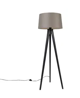 Stojaci lampy Stativ černý s lněným odstínem taupe 45 cm - Stativ Classic