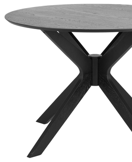 Jídelní stoly Dkton Kulatý jídelní stůl Neeja 105 cm dub černý
