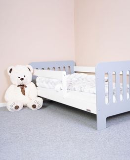 Postele Dětská postel se zábranou STAPELIAN 160x80 cm, bílá/šedá
