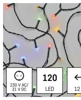 LED řetězy EMOS LED vánoční řetěz, 12 m, venkovní i vnitřní, multicolor, programy D4AM08