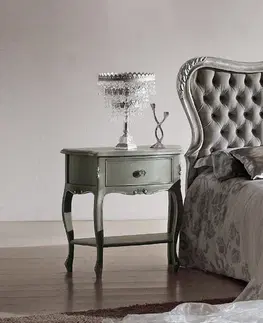 Designové a luxusní noční stolky Estila Rustikální vyřezávaný noční stolek Soraya se zásuvkou a poličkou 69cm