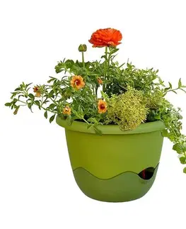 Květináče a truhlíky Samozavlažovací závěsný květináč Mareta, zelená, 25 cm, Plastia, pr. 25 cm