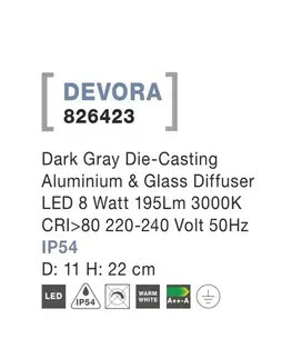 Stojací svítidla NOVA LUCE venkovní sloupkové svítidlo DEVORA tmavě šedý hliník a skleněný difuzor LED 8W 3000K 220-240V IP54 826423