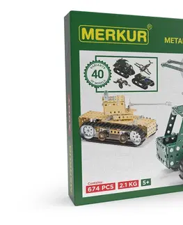 Hračky stavebnice MERKUR - Army Set, 674 dílů, 40 modelů