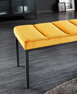 Stylové a luxusní lavice Estila Moderní čalouněná lavice Soreli hořčicově žlutý manšestr 80cm