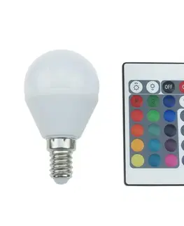 LED žárovky ACA Lighting LED SMD BALL E14 230V 4W IR RGB+3000K 120st. 300Lm Ra80 G45414RGBWN