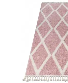 Koberce a koberečky Dywany Lusczow Kusový shaggy koberec BERBER TROIK růžový, velikost 70x250