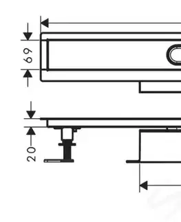 Sprchové kouty HANSGROHE uBox universal Set pro standardní instalaci lineárního sprchového žlabu 800 mm, nerez 56024180
