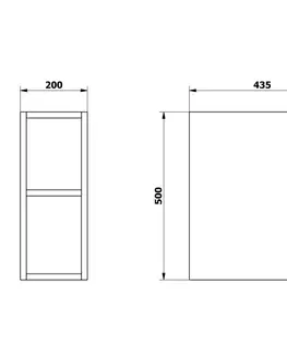 Koupelnový nábytek SAPHO ODETTA skříňka spodní policová 20x50x43,5cm, bílá lesk DT200-3030