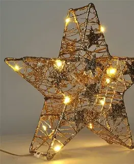 Vánoční dekorace Solight 1v240 Vánoční LED hvězda Glitter 14 LED, teplá bílá, 29 cm
