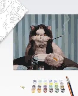Zvířata Malování podle čísel kočka na snídani u Tiffanyho