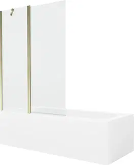 Vany MEXEN/S Vega obdélníková vana 170 x 70 cm s panelem + vanová zástěna 120 cm, transparent, zlatá 550117070X9412115000