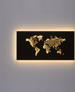 LED nástěnná svítidla PAUL NEUHAUS LED nástěnné svítidlo barva rzi obraz s osvětlením mapa světa 3000K PN 9056-48