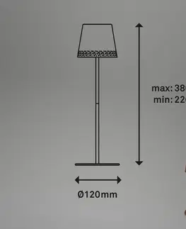 Venkovní osvětlení terasy Briloner LED stolní lampa Kiki s baterií 3000K, hnědá/zlatá