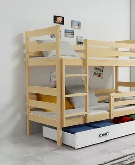 Dětské pokoje Expedo Patrová postel RAFAL 2 + úložný prostor + matrace + rošt ZDARMA, 90x200 cm, borovice, grafit
