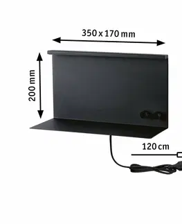 LED nástěnná svítidla PAULMANN LED nástěnné svítidlo Jarina USB C 3000K / 230V 4,5 / 1x1,6W stmívatelné černá mat 967.73