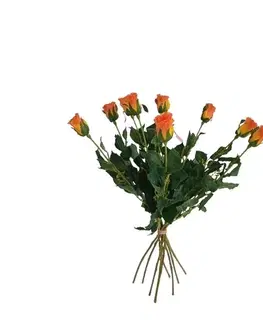 Květiny Umělá květina poupě Růže oranžová, 64 cm, 9 ks