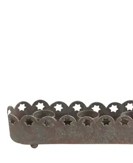 Svícny Mosazný antik kovový svícen na 4 úzké svíčky - 20*4*3cm Chic Antique 52006513 (52065-13)